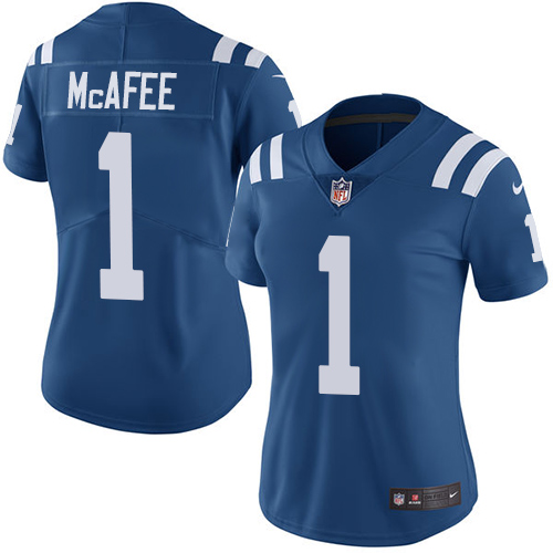 Indianapolis Colts 1 Limited Pat McAfee Royal Blue Nike NFL Home Women Vapor Untouchable jerseys